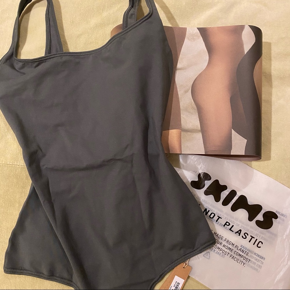 SKIMS Body Basics Square Neck Bodysuit in DEEP SEA